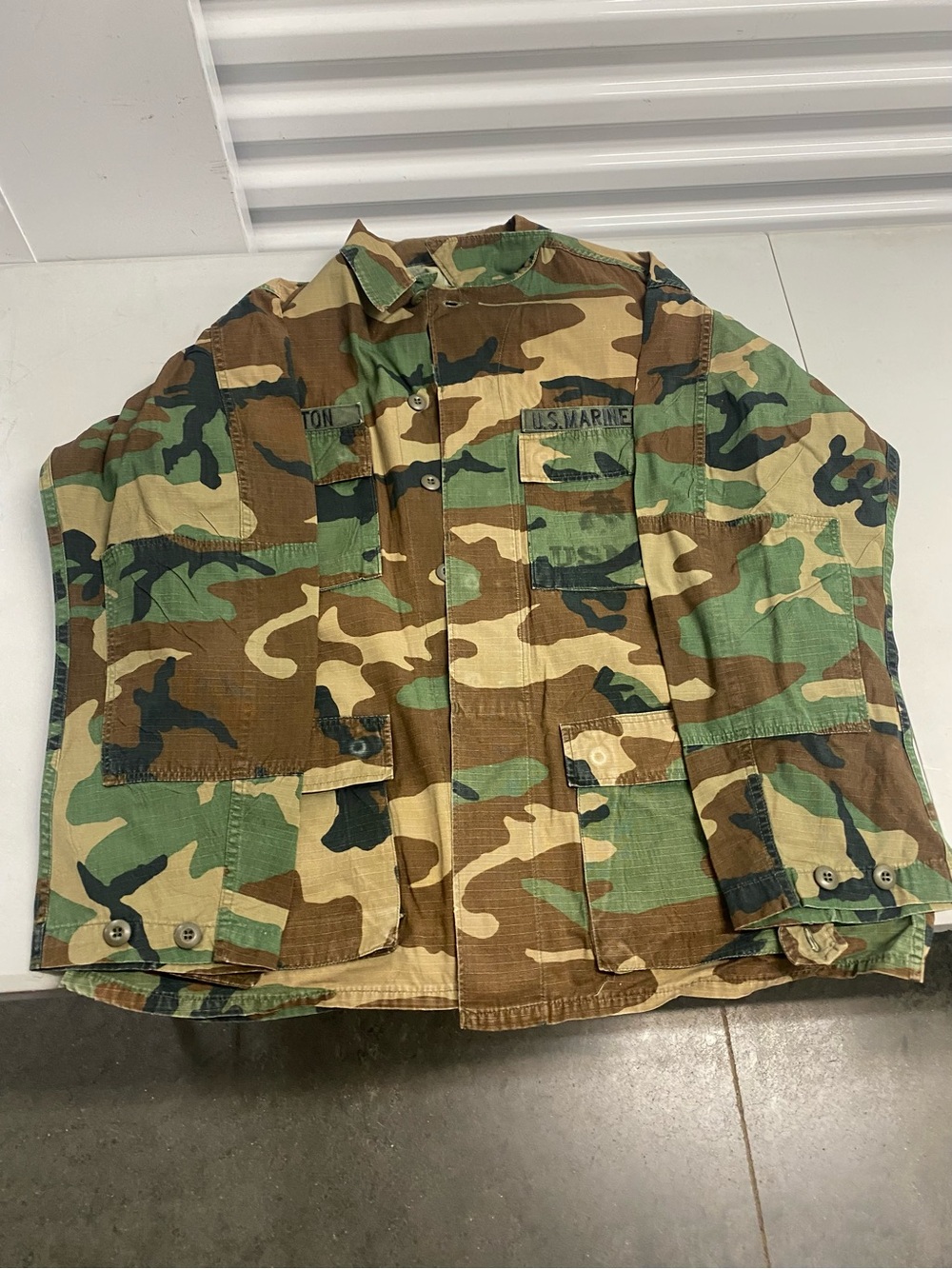 USMC M81 Woodland Large Long 50/50 Cotton Nylon Combat Coat Blouse VTG 1980s #6